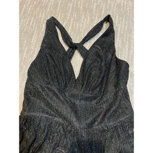 DB Studio size 6 Aline dress, black glittery halter neck with a criss-cross back